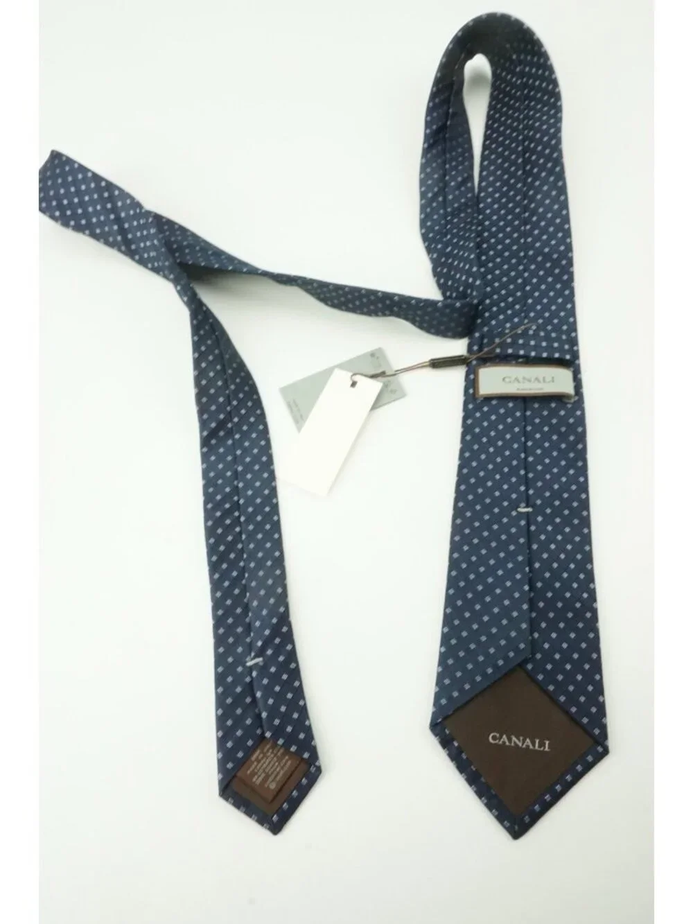 Canali Aegean Blue Macclesfield Plaid 100% Silk Tie Brand New With Tags